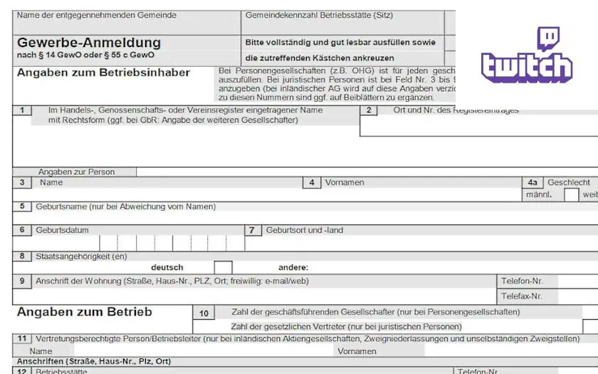 twitch kleingewerbe anmelden