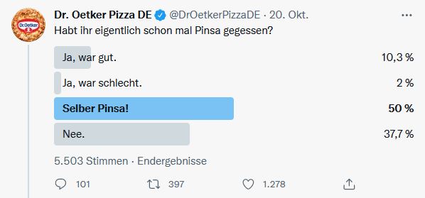 Dr.Oetker Pizza Twitter Umfrage