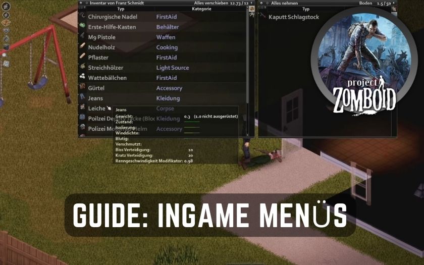 Project Zomboid Guide Menüs im Spiel verstehen lernen