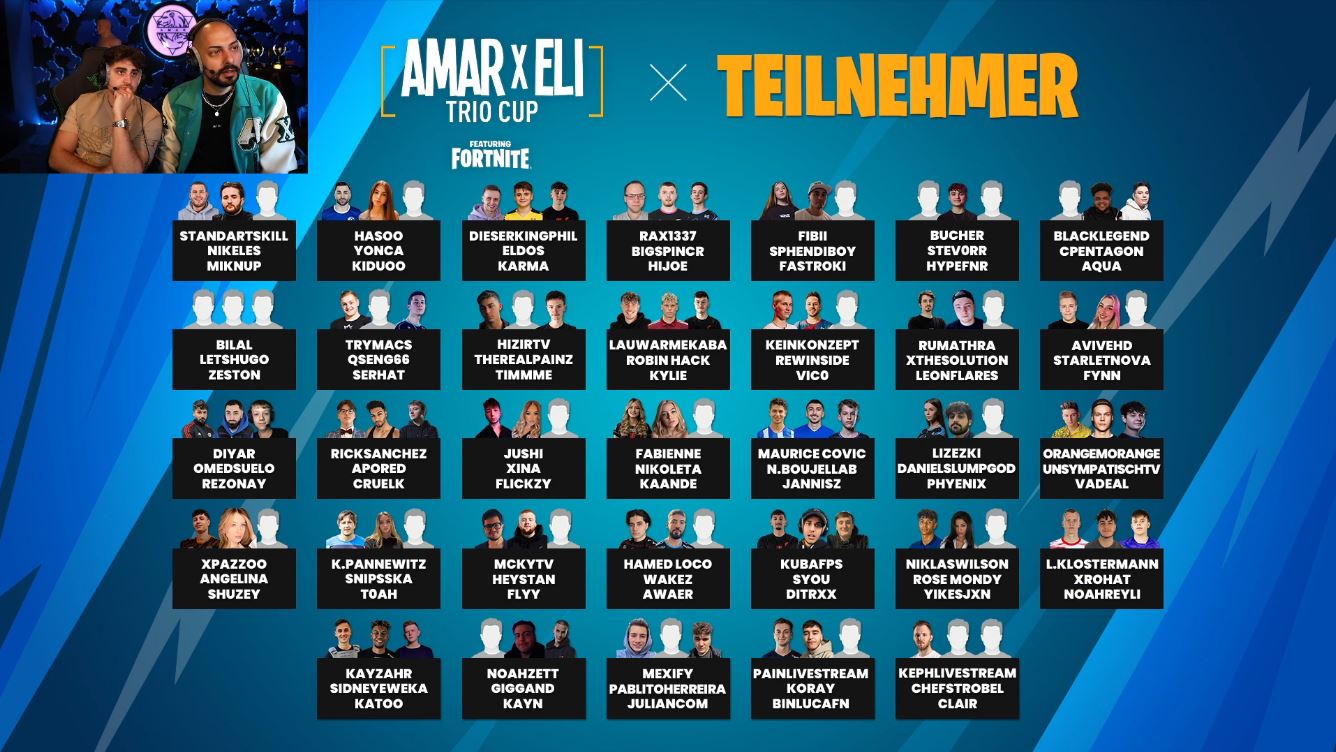 Amar Eli Trio Cup 99 bekannte Streamer spielen Fortnite um 20.000 Dollar