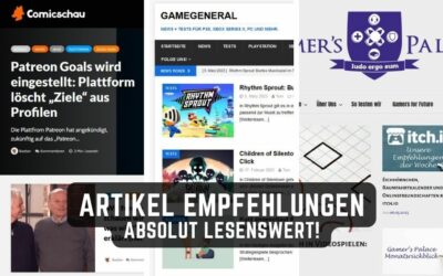 Artikel Empfehlungen Gamers-Palace, GameGeneral und Comicschau